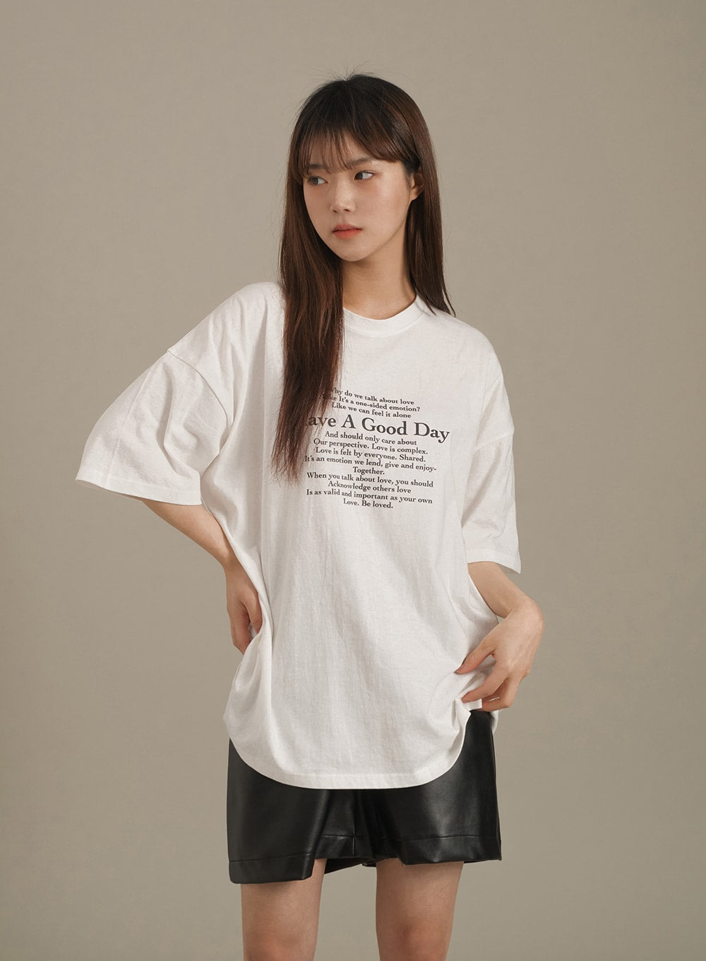 Fleece Lined Short Sleeve T Shirt with Print