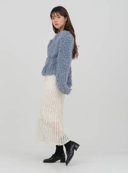 Fuzzy Wrap Tie Cardigan