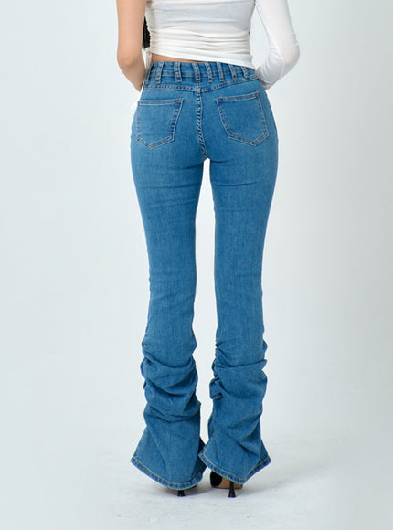 Shirring Detail Boot Cut Jeans IN25