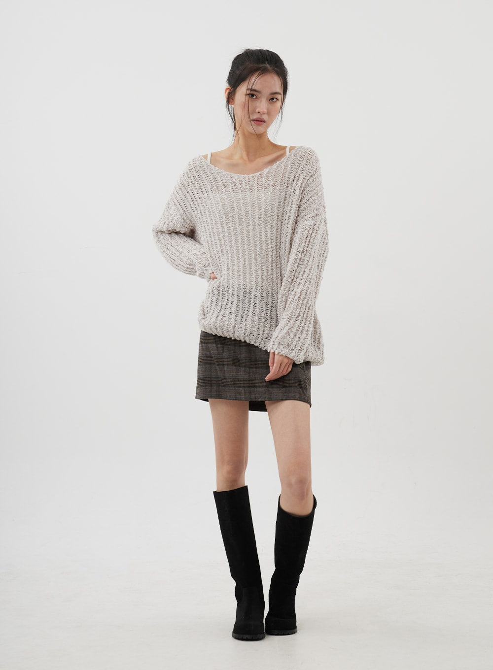 Boat Neck Sheer Sweater CJ310