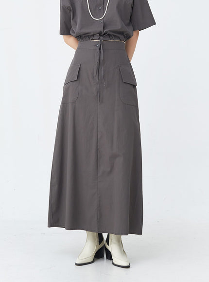 Cargo Wide Fit Long Skirt with Pocket UU1407