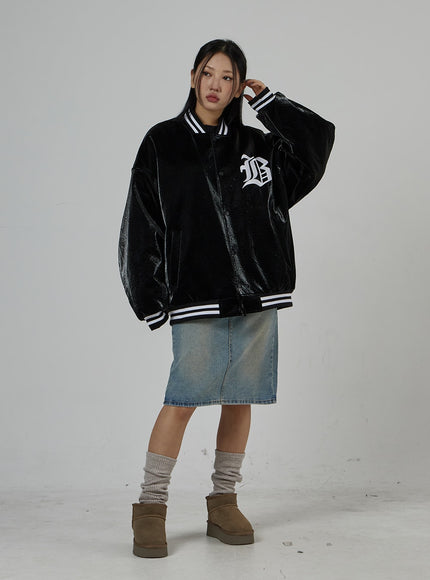 Faux Leather Oversized Graphic Jacket Unisex CD27