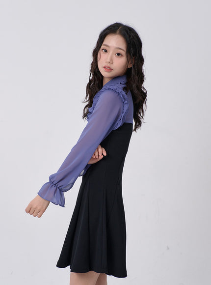 Mini Dress with Frill and Ribbon Detail BD16