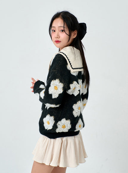 Flower Round Neck Knit BD01