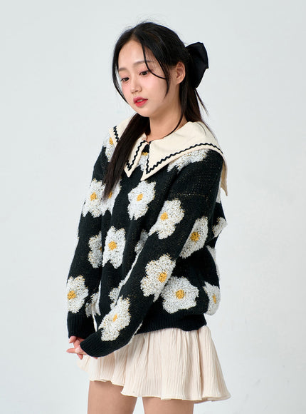 Flower Round Neck Knit BD01