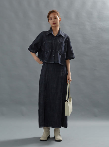 Stich Crop Short Sleeve Shirt CG01