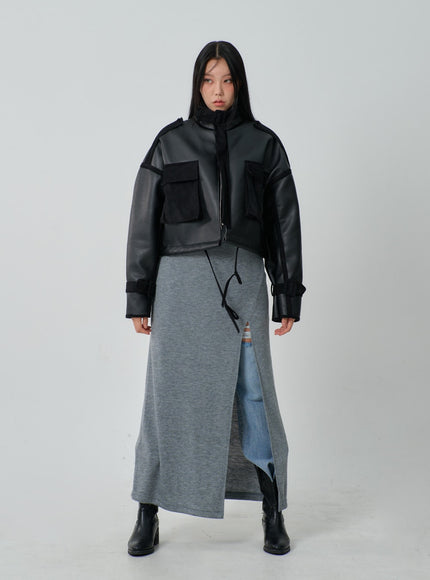 Oversized Cropped Shearling Jacket IJ320