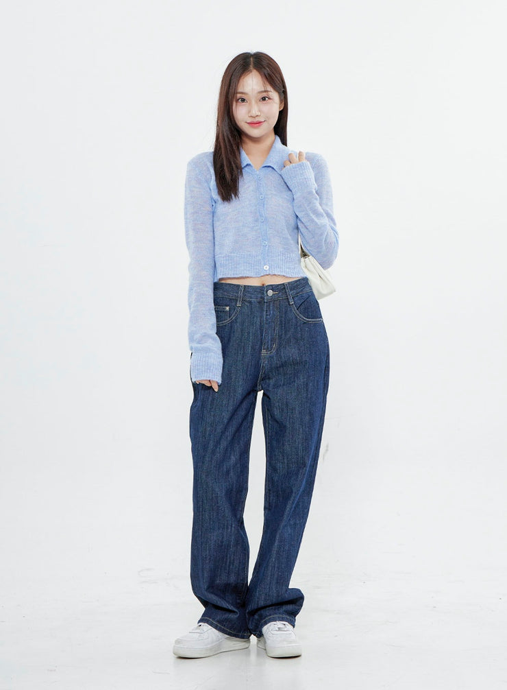 Semi Wide Denim Long Pants BS30