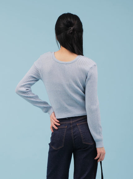 Ribbed Cropped Knit Top CM17