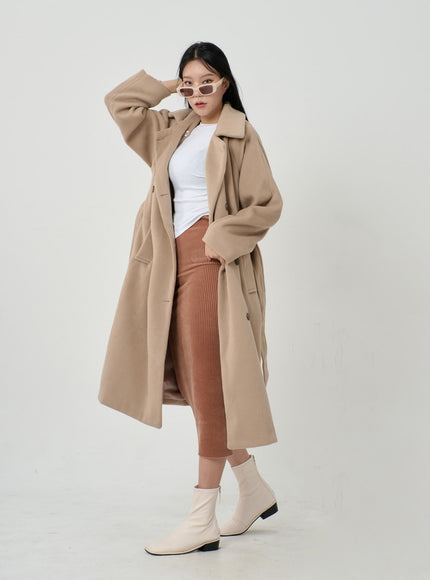 Waist Tie Oversized Button Coat ID23