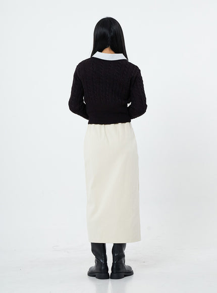 Round Neck Twist Crop Long Sleeve Knit OS26