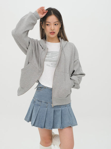 Denim Pleated Mini Skirt