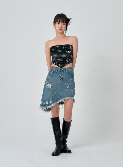 Velvet Butterfly Sleeveless Crop Top BN22