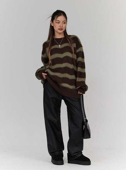 Faux Leather Straight Leg Pants Unisex CN23