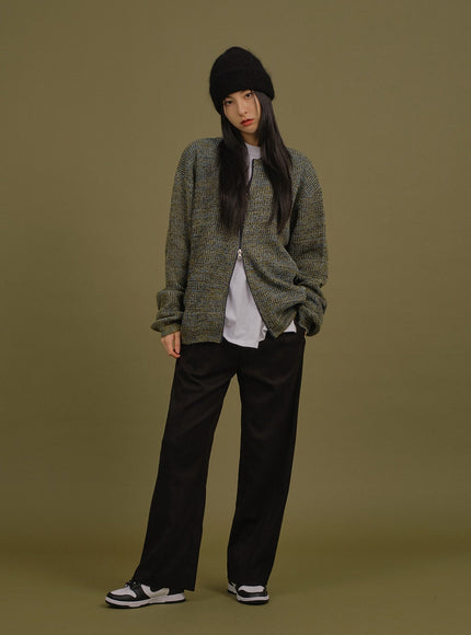 Loose Fit Knit with Two Way Zip
