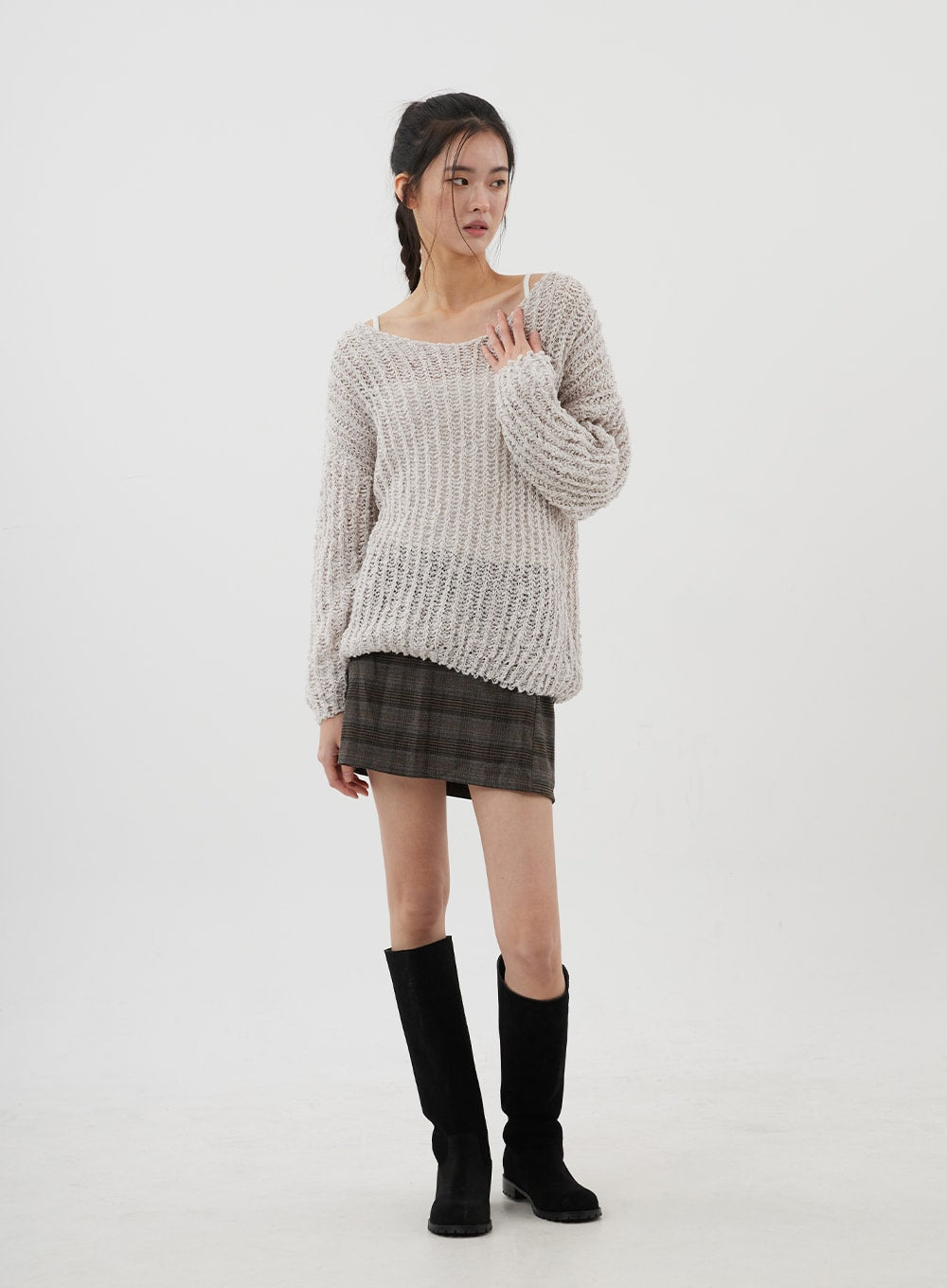 Boat Neck Sheer Sweater CJ310