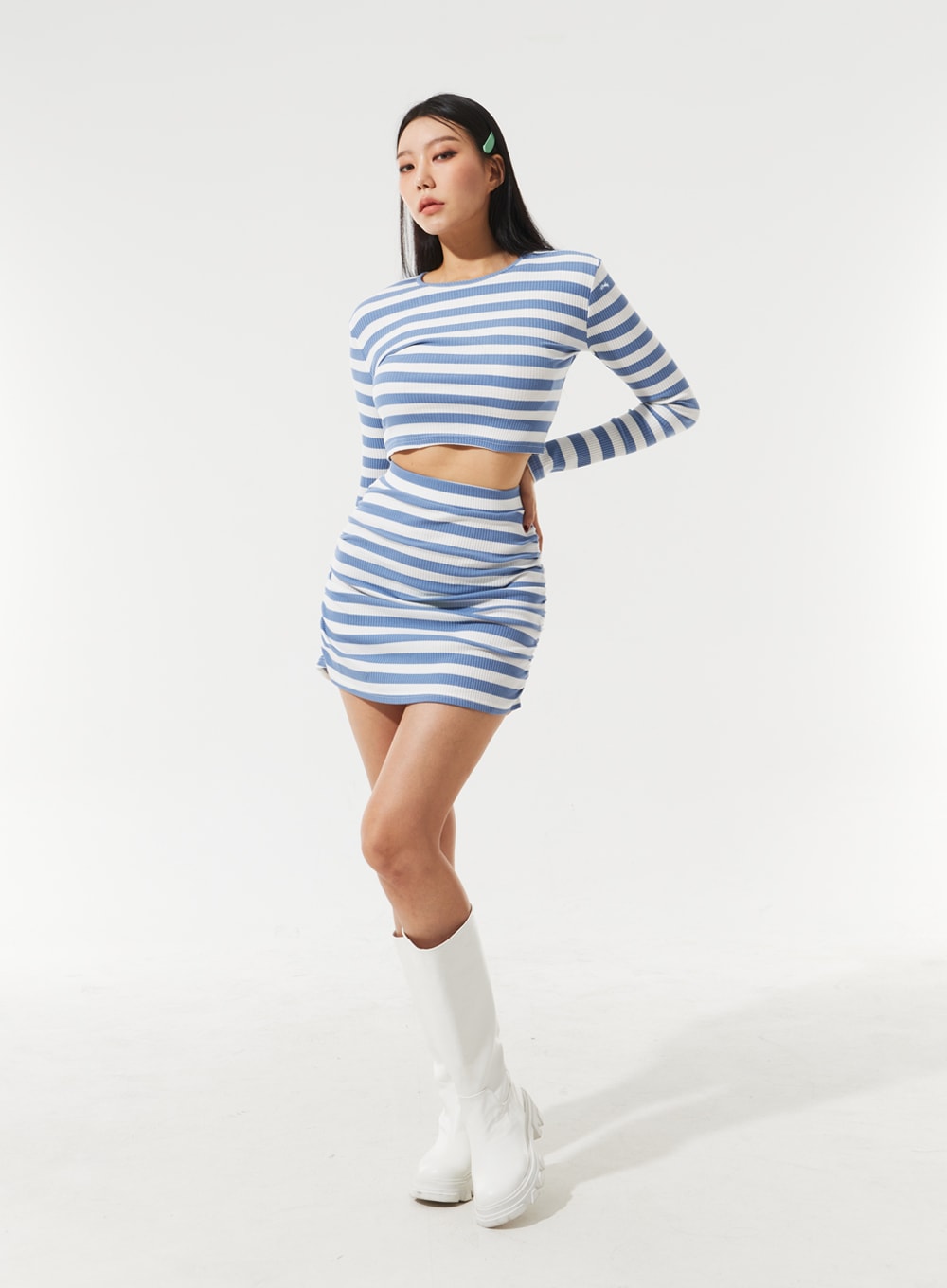 Stripe Top And Skirt Set IM329