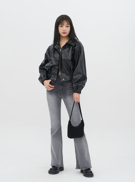 Faux Leather Crop Jacket J19