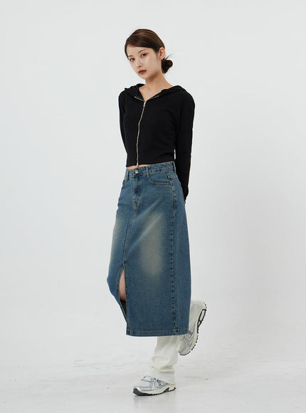 Washing Denim Long Skirt CS19