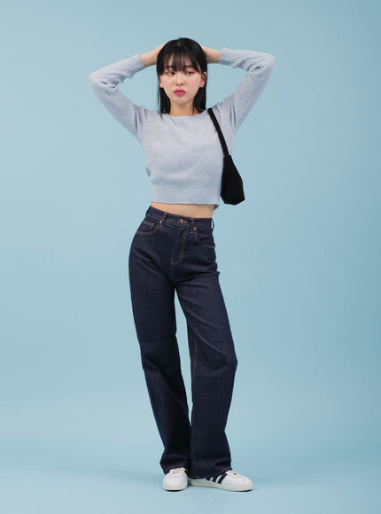 Ribbed Cropped Knit Top CM17