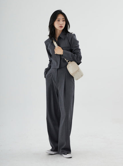 Hidden Button Crop Shirt ON11