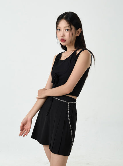 Corset Lace-Up Ribbed Sleeveless Top CU18