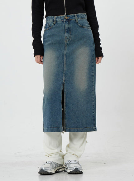 Washing Denim Long Skirt CS19