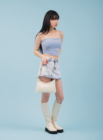 Cropped Cami with Side Shirring and Bra Cap Attached CM23