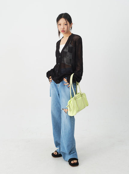 Checkered Oversized Cardigan CJ09