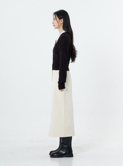 Round Neck Twist Crop Long Sleeve Knit OS26
