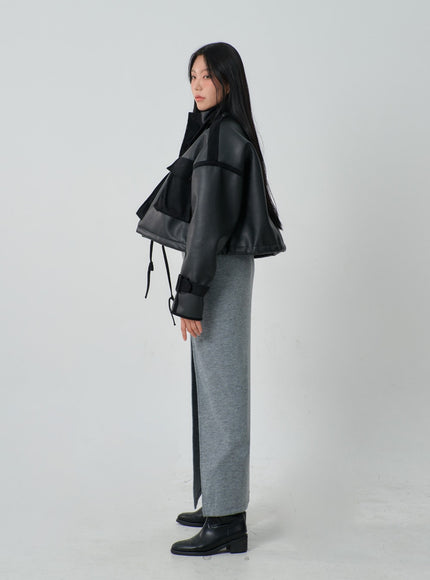 Oversized Cropped Shearling Jacket IJ320