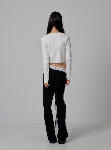Two Way Zipper Cropped Knit Top IJ310
