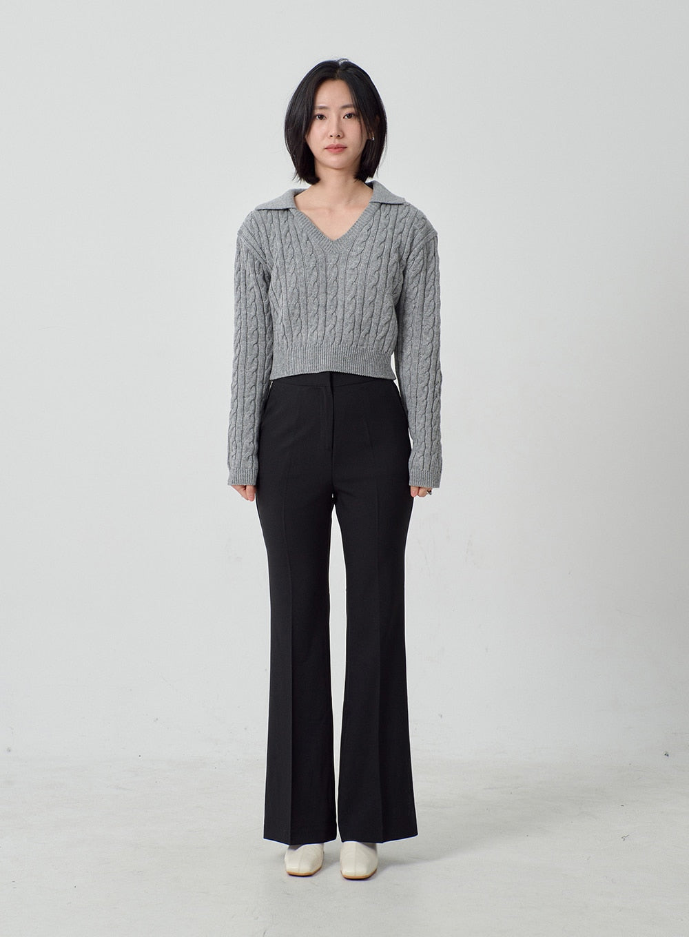 Cable Knit Cropped Sweater OJ331