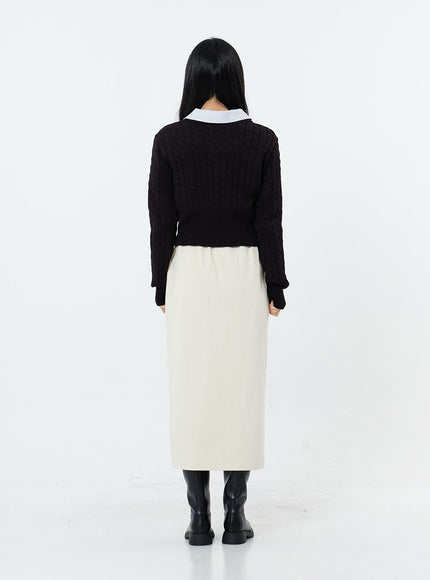 Round Neck Twist Crop Long Sleeve Knit OS26