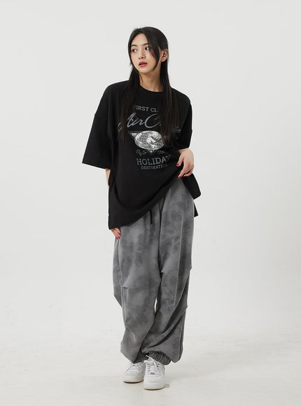 Mixed Color Baggy Track Pants BJ319