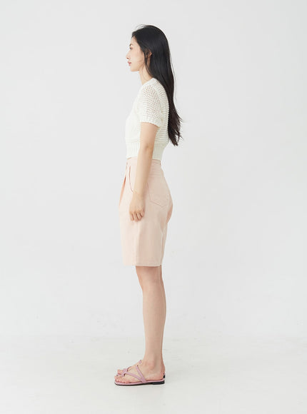 Pintuck Cotton Long Shorts OJ30