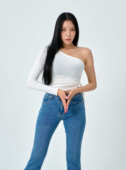 Shirring Detail Boot Cut Jeans IN25