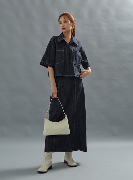 Stich Crop Short Sleeve Shirt CG01