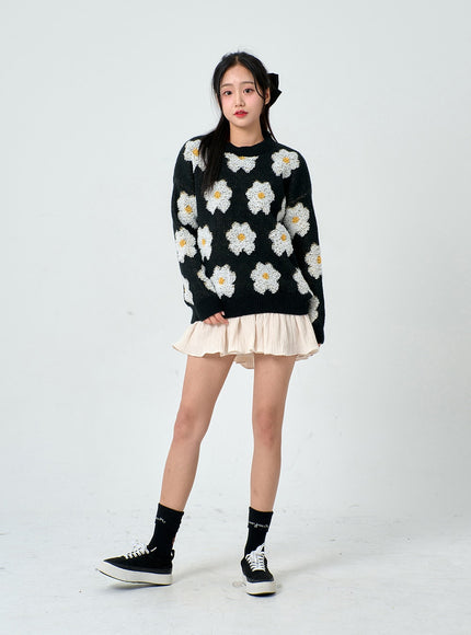 Flower Round Neck Knit BD01