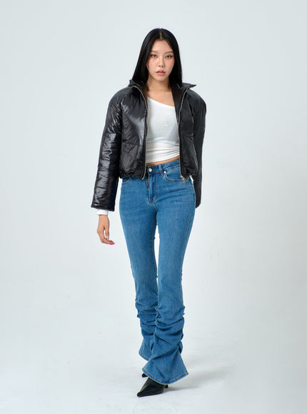 Shirring Detail Boot Cut Jeans IN25
