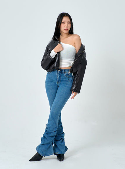 Shirring Detail Boot Cut Jeans IN25