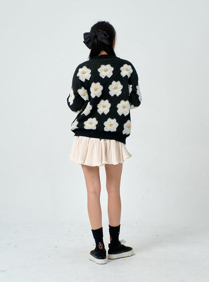 Flower Round Neck Knit BD01