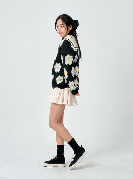 Flower Round Neck Knit BD01