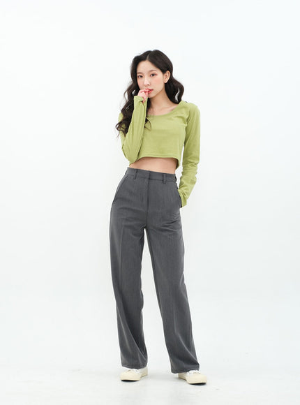 Basic Semi Wide Leg Tailored Pants BA18