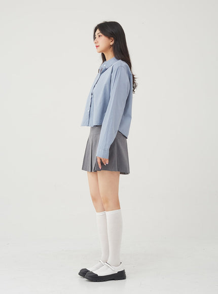 Basic Tone Down Color Crop Shirt BG23