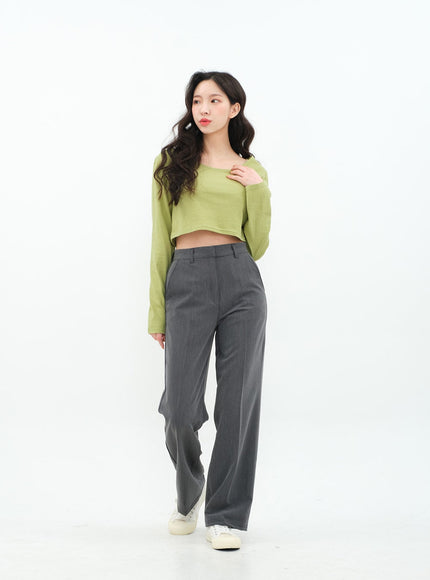 Basic Semi Wide Leg Tailored Pants BA18