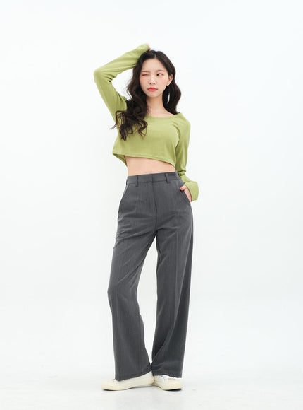 Basic Semi Wide Leg Tailored Pants BA18