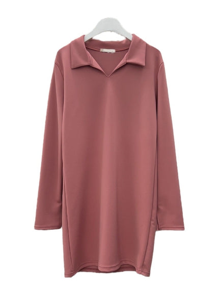 Simple Collared Straight Mini Dress OA01