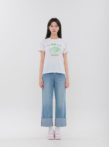 Roll Up Wide Leg Jeans BM16