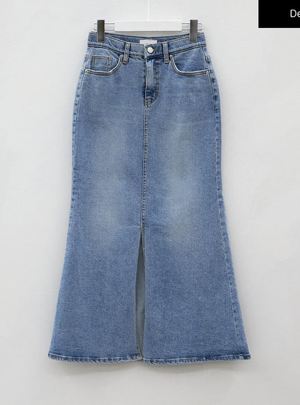 Slit Mermaid Fit Denim Maxi Skirt BJ03